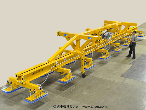 ANVER Sixteen Pad Electric Powered Heavy Duty Lifter for Lifting & Handling Steel Sheet 50 ft x 10 ft (15.2 m x 3.1 m) Weighing up to 50,000 lb (22,680 kg)